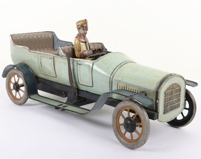 Bing tinplate clockwork Open-top Motor car, 1920s