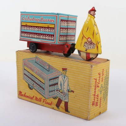 A Welsotoys Tinplate Clockwork Mechnical Milk Float