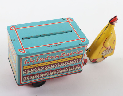 A Welsotoys Tinplate Clockwork Mechnical Milk Float - 5