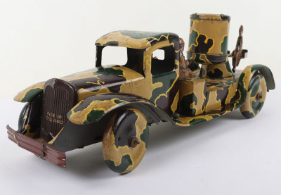 Large Mettoy tinplate clockwork Army Lorry with battery operated Searchlight, 1940 - 4