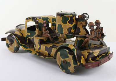 Large Mettoy tinplate clockwork Army Lorry with battery operated Searchlight, 1940 - 5
