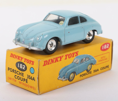 Scarce Dinky Toys 182 Porsche 356A Coupe,pale blue body, Spun wheel hubs