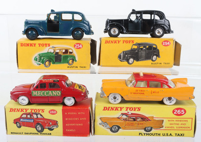 Four Dinky Toys Taxi Models, including:268 Renault Dauphine Mini Cab