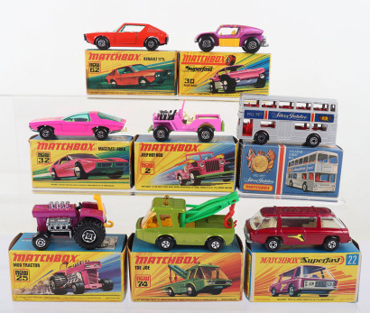Eight Matchbox Superfast 1970's boxed models