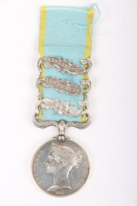 Crimea Campaign Medal to a Recipient in the 49th (Princess Charlotte of Wales&rsquo;s) (Hertfordshire Regiment) Who Was Killed in Action in the Attack on the Quarries at Sebastopol