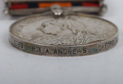 Queens South Africa Medal to the Oxfordshire Light Infantry - 4