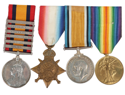 Boer War Queens South Africa Medal and 1914 Star Medal Trio to the 13th Battery Royal Field Artillery