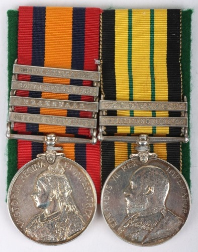 Pair of Medals for Service in Africa to a Recipient in the Kings Royal Rifle Corps who Died of Wounds in the Great War,