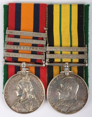 Pair of Medals for Service in Africa to a Recipient in the Kings Royal Rifle Corps who Died of Wounds in the Great War,