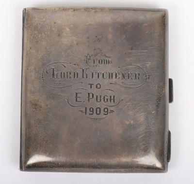 Medal of the Order of the British Empire and Presentation Silver Cigarette Case to Lord Kitchener&rsquo;s Batman Ernest Pugh, Whilst in India 1909 - 12
