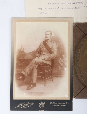 A Great War Hampshire Regiment November 1914 Killed in Action Medal Group of Three with Memorial Plaque and Some Original Documentation - 4