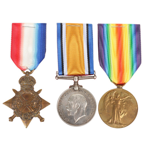 March 1918 German Spring Offensive Killed in Action Medal Trio to the Oxfordshire and Buckinghamshire Light Infantry