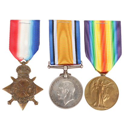 March 1918 German Spring Offensive Killed in Action Medal Trio to the Oxfordshire and Buckinghamshire Light Infantry