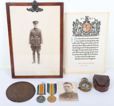 Great War 1916 23rd Heavy Battery Royal Garrison Artillery Officers Killed in Action Medal Pair and Memorial Plaque Set