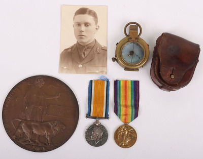 Great War 1916 23rd Heavy Battery Royal Garrison Artillery Officers Killed in Action Medal Pair and Memorial Plaque Set - 3