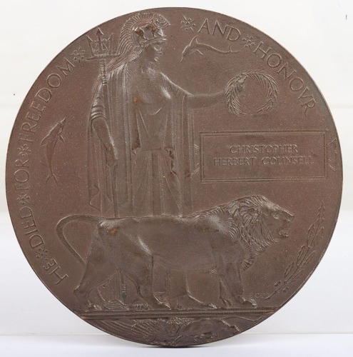 A Great War Memorial Plaque to a 2nd Lieutenant in the Hampshire Regiment who Died of Wounds in July 1916