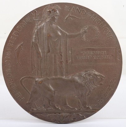 A Great War Memorial Plaque to a 2nd Lieutenant in the Hampshire Regiment who Died of Wounds in July 1916