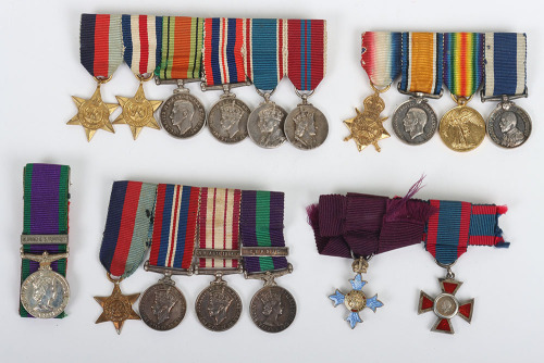 Miniature Order of the British Empire Civil Division CBE and Royal Red Cross Decoration Pair