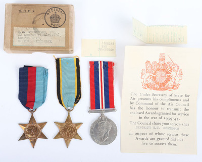 WW2 Royal Air Force Bomber Command No15 Squadron 1941 Killed in Action Medal Group of Three