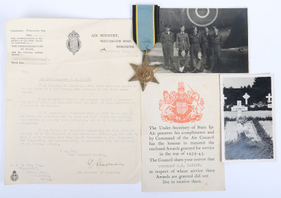 WW2 Air Crew Europe Star with Original Documentation Attributing the Medal to a Sergeant in 12 Squadron, Who Was Shot Down by a Night Fighter on 1st May 1943