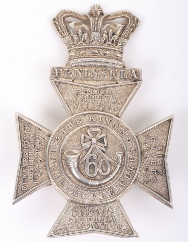 Hallmarked Silver 60th Foot The Kings Royal Rifle Corps Cross Belt Plate