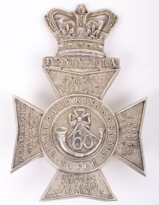 Hallmarked Silver 60th Foot The Kings Royal Rifle Corps Cross Belt Plate