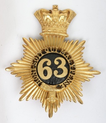 Victorian Officers French Shako Plate 1855-61 and Coloured Portrait Image of Richard William Barnardiston Crowther 63rd (West Suffolk) Regiment of Foot - 3