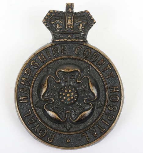 Rare Victorian Royal Hampshire County Hospital Officers Cap Badge