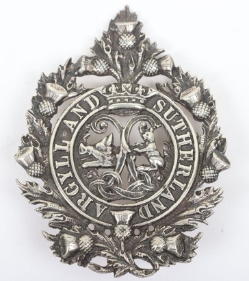 * Sterling Silver Officers Headdress Badge of the Argyll and Sutherland Highlanders,