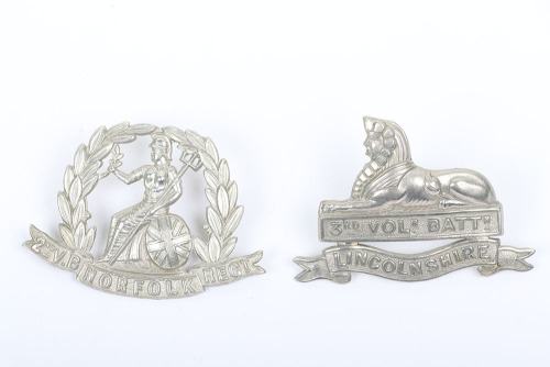 2nd Volunteer Battalion Norfolk Regiment and 3rd Volunteer Battalion Lincolnshire Regiment Cap Badges