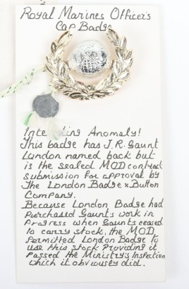 Sealed Pattern Variation Royal Marines Officers Cap Badge