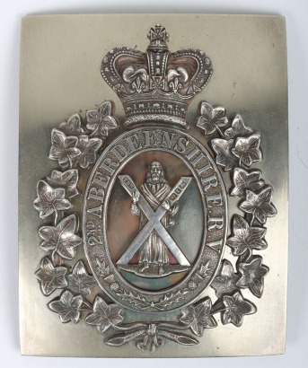* Hallmarked Silver 2nd Aberdeenshire Rifle Volunteers Officers Shoulder Belt Plate