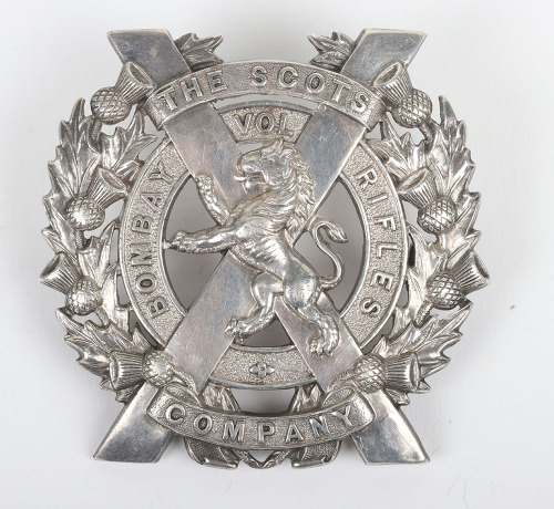 * Scarce Hallmarked Silver The Scots Company Bombay Volunteer Rifles Officers Glengarry Badge