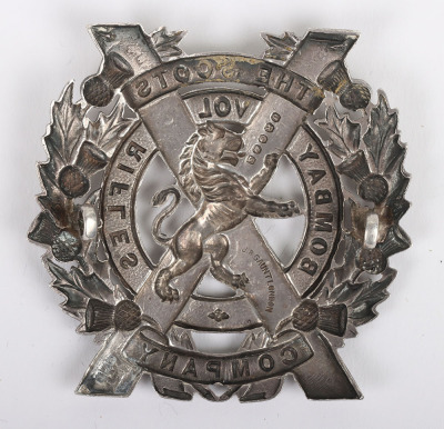 * Scarce Hallmarked Silver The Scots Company Bombay Volunteer Rifles Officers Glengarry Badge - 2