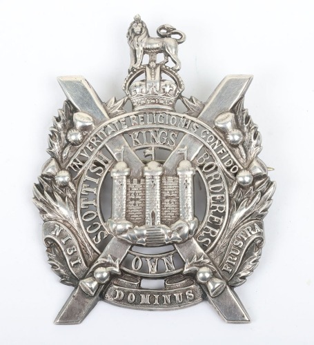 * Pre-WW1 Hallmarked Silver Kings Own Scottish Borderers Officers Glengarry Badge