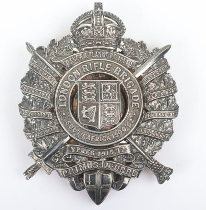 * 1939 Hallmarked Silver London Rifle Brigade Officers Cross Belt Plate