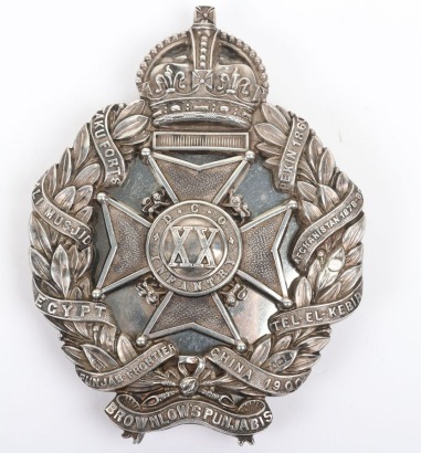 * Indian Army Hallmarked Silver Duke of Connaught&rsquo;s Own 20th Infantry (Brownlow&rsquo;s Punjabis&rsquo; Officers Cross Belt Plate
