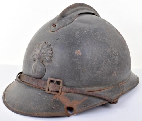 WW1 French Battle-Damaged Adrian Pattern Combat Helmet