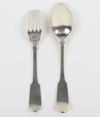 Rare Peninsula War 82nd (Prince of Wales Volunteers) Regiment of Foot Silver Mess Spoon and Fork Circa 1810 - 2
