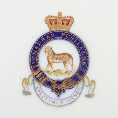Indian Army 1st Madras Fusiliers Mess China Plate by Davenport circa 1859 - 2