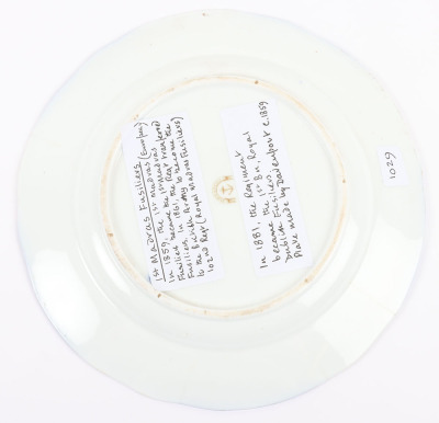 Indian Army 1st Madras Fusiliers Mess China Plate by Davenport circa 1859 - 4