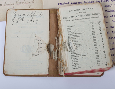 WW1 YMCA Bible of Private E H Leaver 1/8th Hampshire Regiment, Struck by Bullet on the Attack on Gaza 19th March 1917 - 10