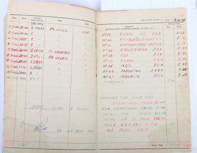 WW2 RAF Logbook 148 (Special Duties) Squadron, W/OP with 47 Operations Logged, Resistance/SOE interest, 1944 - 10