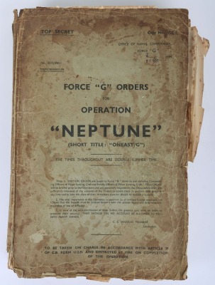 Operation &lsquo;Neptune&rsquo; Force &lsquo;G&rsquo; Orders, TOP SECRET D-Day Naval Orders and Overlay Maps, Gold Beach. Rare, Too Have Been Destroyed on Operation Completion. - 2