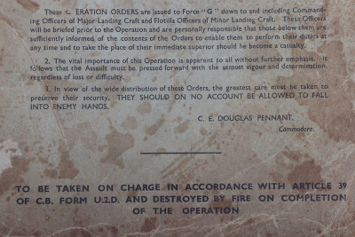 Operation &lsquo;Neptune&rsquo; Force &lsquo;G&rsquo; Orders, TOP SECRET D-Day Naval Orders and Overlay Maps, Gold Beach. Rare, Too Have Been Destroyed on Operation Completion. - 5