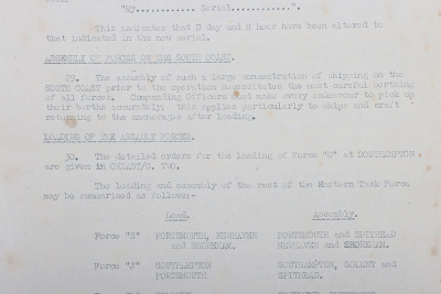 Operation &lsquo;Neptune&rsquo; Force &lsquo;G&rsquo; Orders, TOP SECRET D-Day Naval Orders and Overlay Maps, Gold Beach. Rare, Too Have Been Destroyed on Operation Completion. - 11