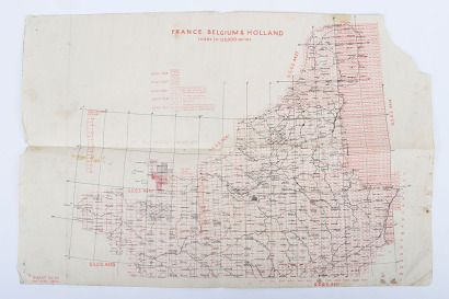 SHAEF No10 GSGS Map of France, Belgium & Holland with Annotations of the Normandy Area
