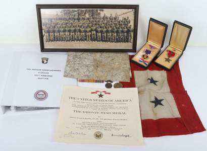 Large and Comprehensive Archive of Colonel Arthur Hobbs Kennedy 101st Airborne Division, 502nd Parachute Infantry Regiment, Normandy Replacement, Who Served Through North West Europe with the 101st Airborne, Including His Combat Used Maps from the Battle 