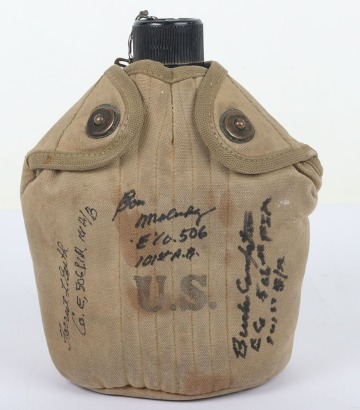 American Canteen Signed by Three Members of Easy Company 506th Parachute Infantry Regiment, 101st Airborne, &lsquo;The Band of Brothers&rsquo;