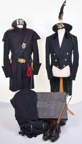 Queens Bodyguard of Scotland Royal Company of Archers Full Uniform, Headdress and Sword Grouping Contained in the Original Metal Storage Trunk